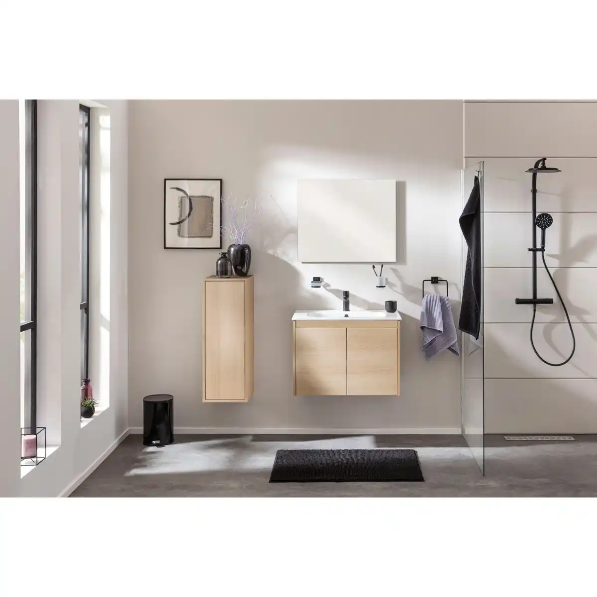 Bild 2 von FACKELMANN Waschplatz-Set »Compact Line«, BxHxT: 710 x 515 x 465 mm, Lindberg-Eiche