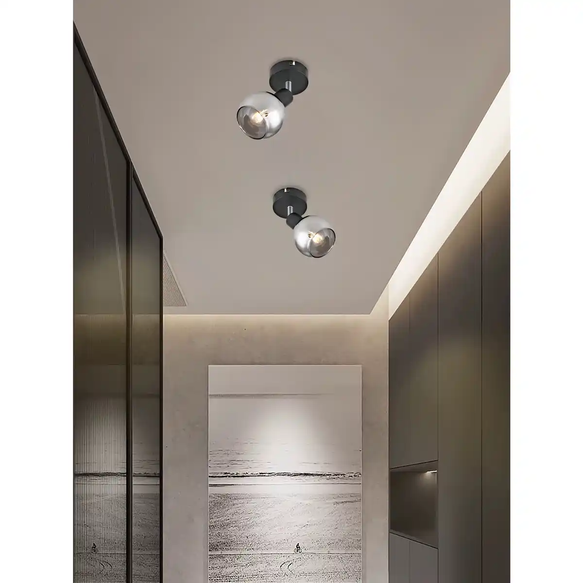 Bild 2 von CASAYA Spotstrahler »Glava«, 1-flammig, E14, ohne Leuchtmittel, Metall/Rauchglas, matt-schwarz