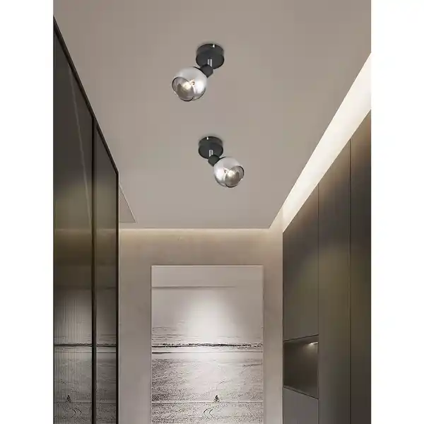 Bild 2 von CASAYA Spotstrahler »Glava«, 1-flammig, E14, ohne Leuchtmittel, Metall/Rauchglas, matt-schwarz