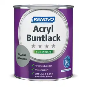 RENOVO Acryl-Buntlack, silbergrau RAL 7001, seidenmatt, 0,75l