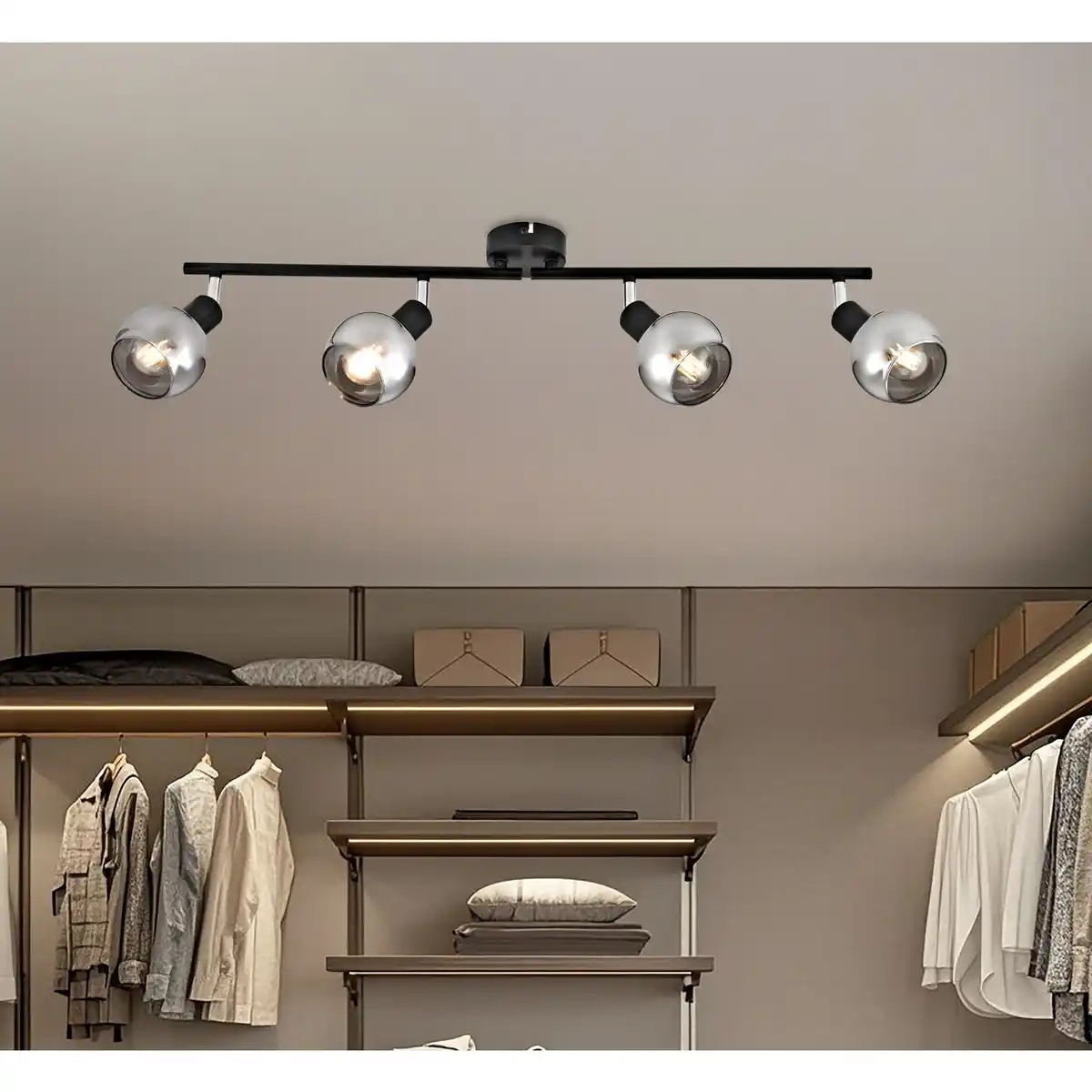 Bild 2 von CASAYA Spotstrahler »Glava«, 4-flammig, E14, ohne Leuchtmittel, Metall/Rauchglas, matt-schwarz