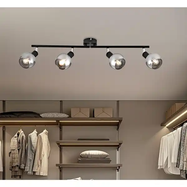 Bild 2 von CASAYA Spotstrahler »Glava«, 4-flammig, E14, ohne Leuchtmittel, Metall/Rauchglas, matt-schwarz