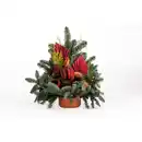 Bild 1 von Grabgesteck, Tannengrün, rot/natur/violett