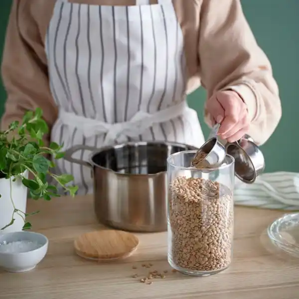 Bild 2 von EKLATANT Dose mit Deckel, Klarglas/Bambus, 1 l