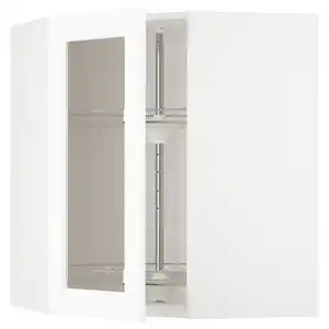 METOD Wandeckvitrine mit Karussell, weiß Enköping/weiß Holzeffekt, 68x80 cm