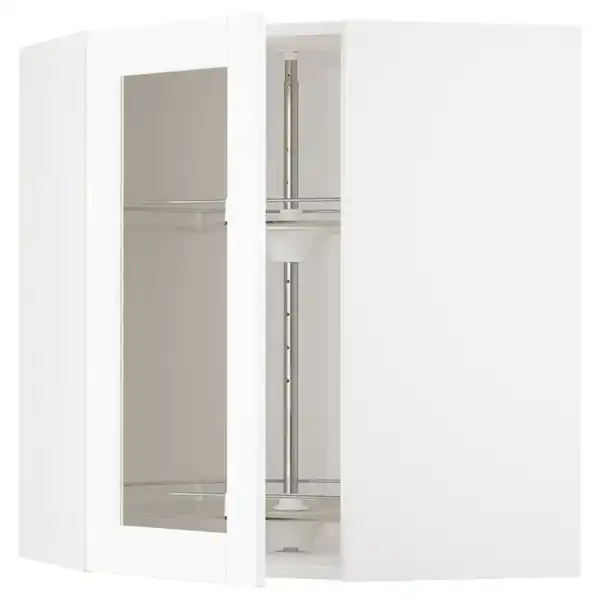 Bild 1 von METOD Wandeckvitrine mit Karussell, weiß Enköping/weiß Holzeffekt, 68x80 cm