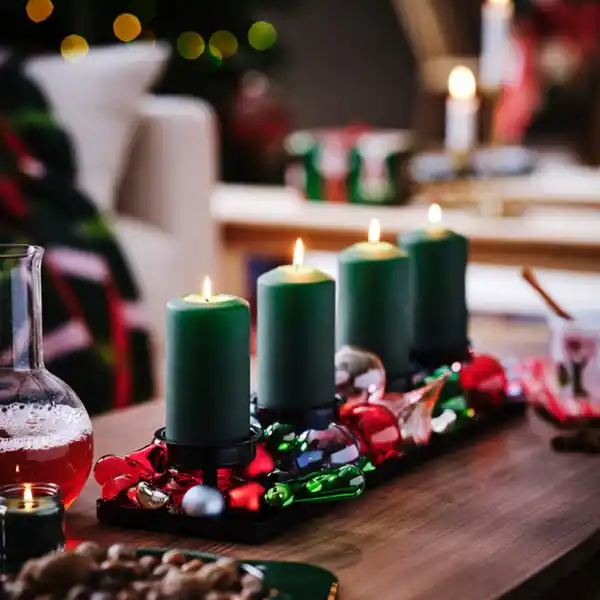 Bild 3 von VINTERFINT Kerzen-/Teelichthalter, für 4 Kerzen schwarz, 54x15x7 cm