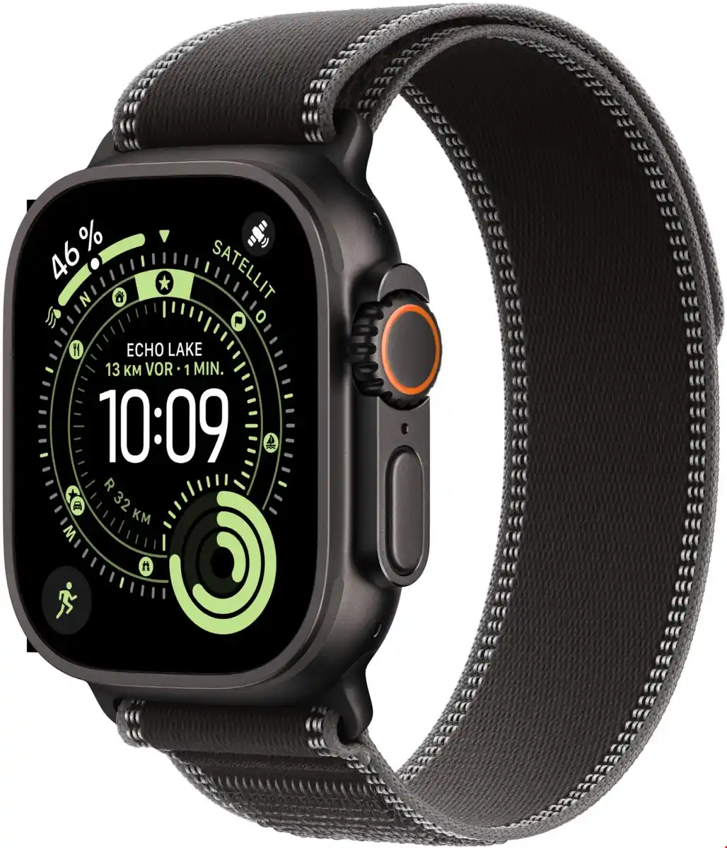 Bild 1 von Apple Watch Ultra 3 (49mm) GPS+5G Smartwatch Titan mit Trail Loop (S/M) schwarz/schwarz/kohlegrau