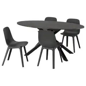 MARIEDAMM / ODGER Tisch und 4 Stühle, schwarz marmoriert/anthrazit, 180x100 cm