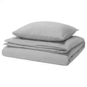 GROVSNÄRJA Bettwäsche-Set, 2-teilig, grau meliert, 140x200/80x80 cm