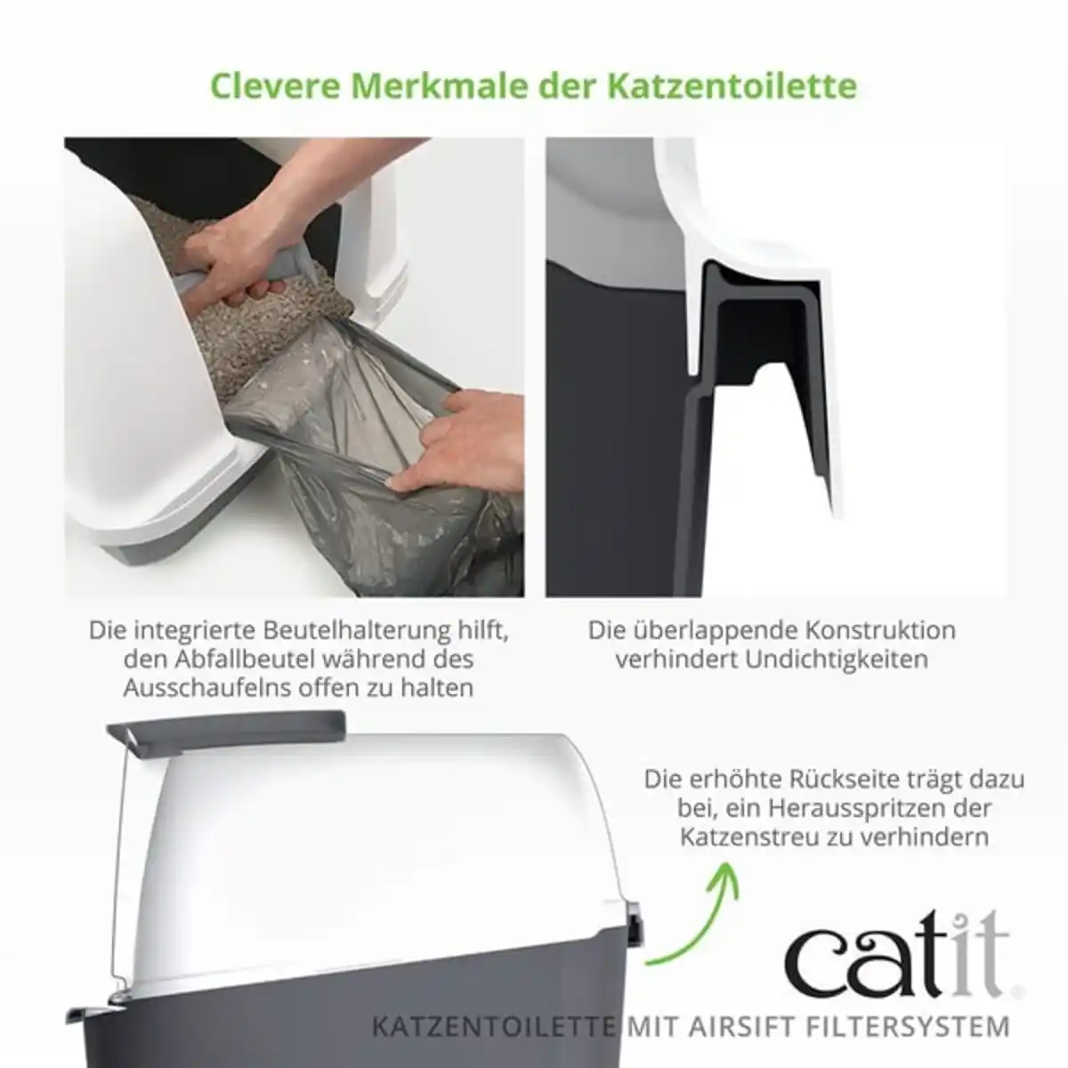 Bild 3 von Catit Katzentoilette mit Abdeckung grau