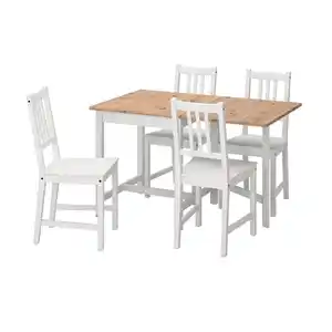 PINNTORP / STEFAN Tisch und 4 Stühle, hellbraun lasiert weiß las./weiß, 67/124 cm
