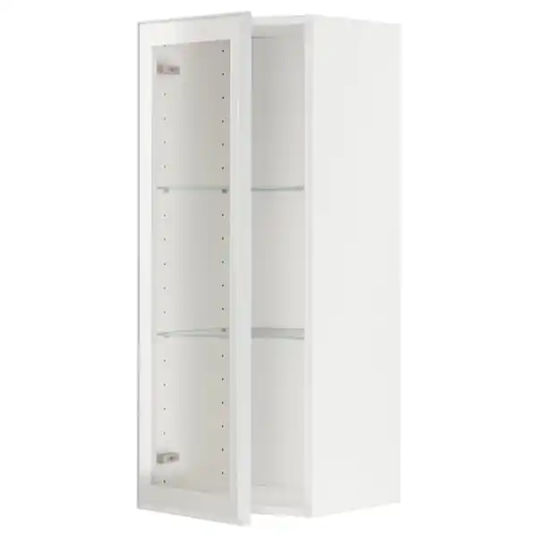 Bild 1 von METOD Wandschrank mit Böden/Glastür, weiß/Hejsta weißes Klarglas, 40x100 cm