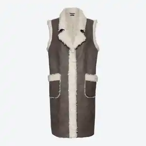 Damen-Outdoor-Langweste in Lammfelloptik