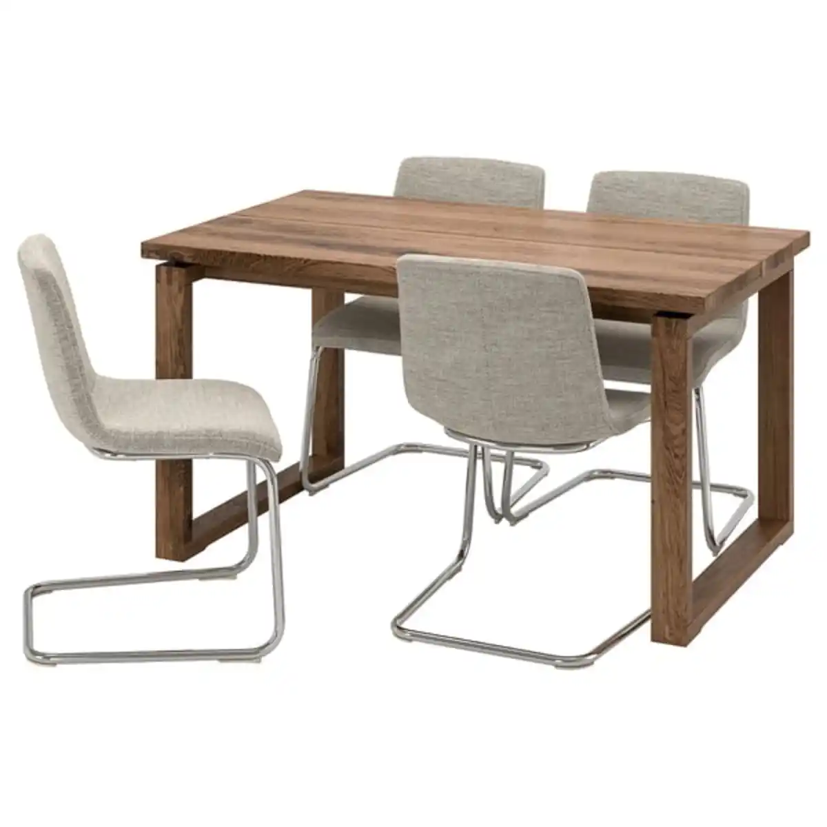 Bild 1 von MÖRBYLÅNGA / LUSTEBO Tisch und 4 Stühle, Eichenfurnier braun las./Viarp beige/braun, 140 cm