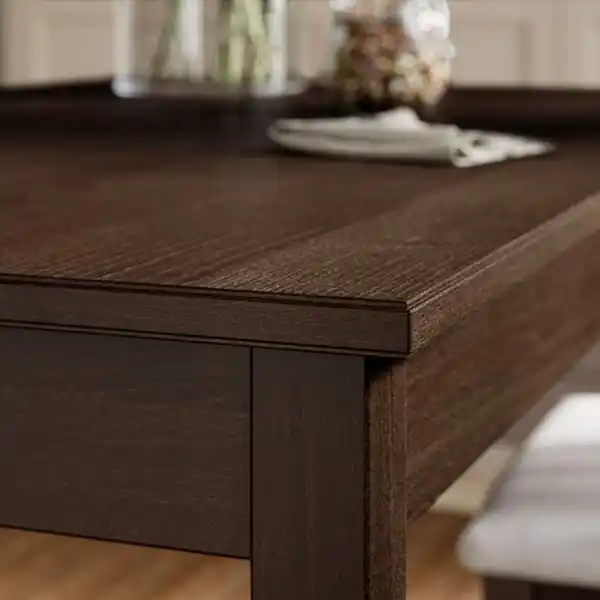 Bild 4 von NÄSINGE / NÄSINGE Tisch und 4 Stühle, Buchenfurnier, dunkelbraun lasiert/dunkelbraun lasiert Kilanda hellbeige, 130x80 cm