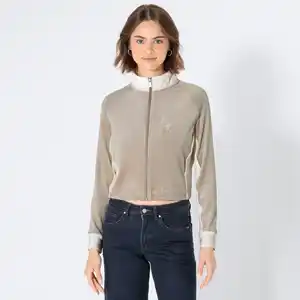 Damen-Flausch-Sweatjacke mit Stickerei