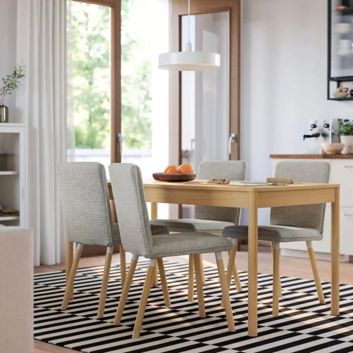 Bild 2 von TONSTAD / TONSTAD Tisch und 4 Stühle, Eichenfurnier/Viarp beige/braun Eichenachbildung, 150x80 cm