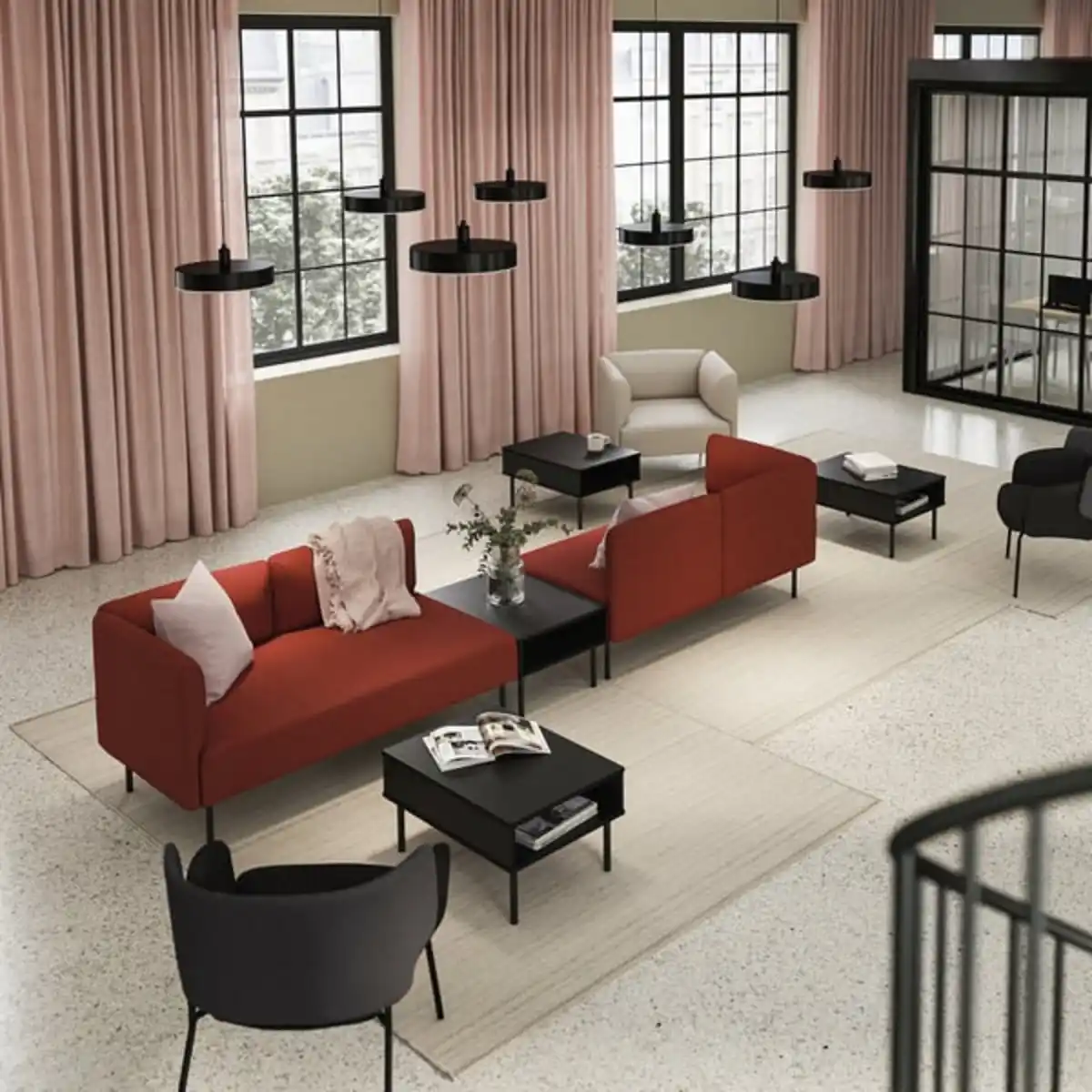 Bild 2 von LILLEHEM 4er-Sitzelement mit Ablage, Gunnared braunrot/Metall