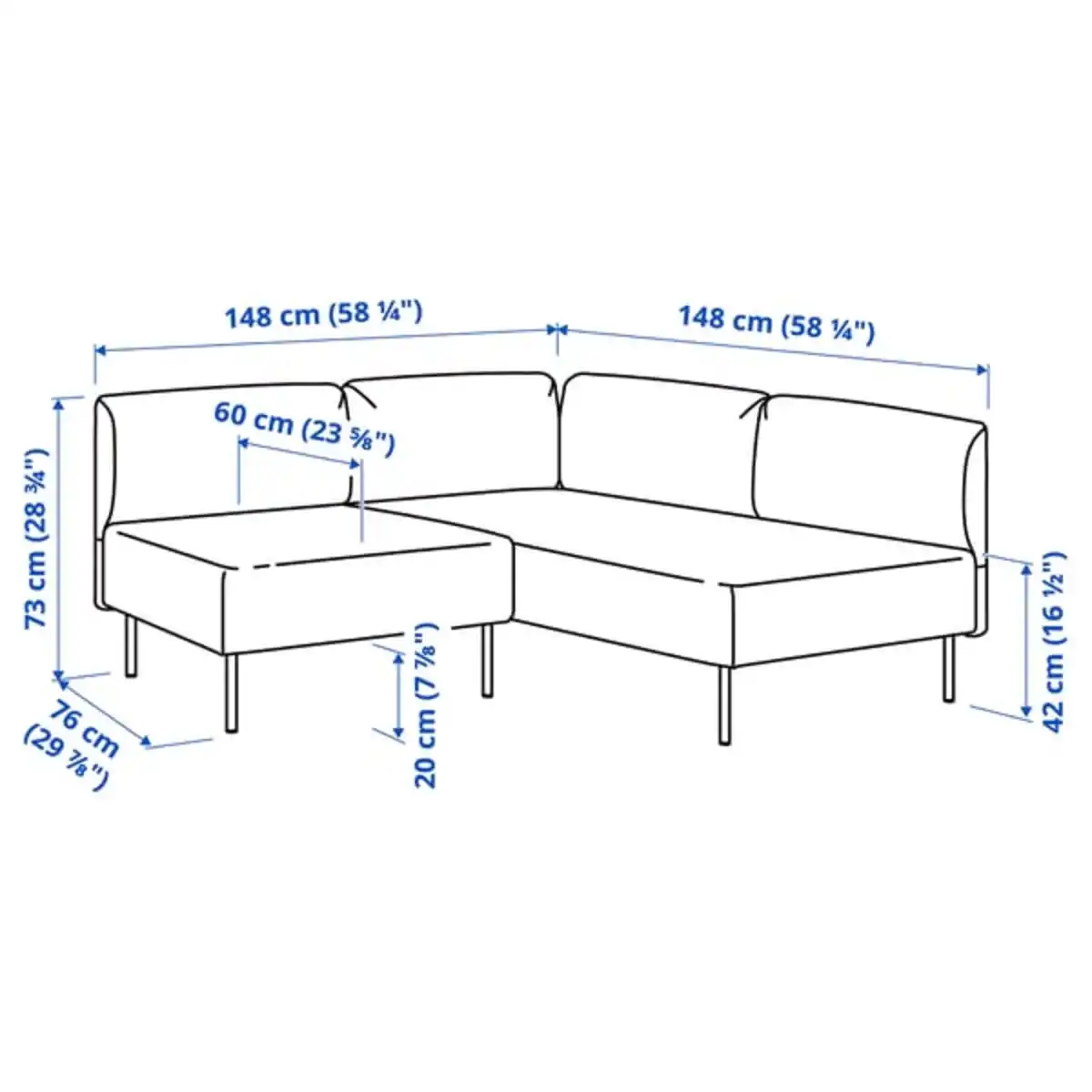Bild 4 von LILLEHEM Modulecksofa 2-sitzig, Gunnared dunkelgrau/Metall