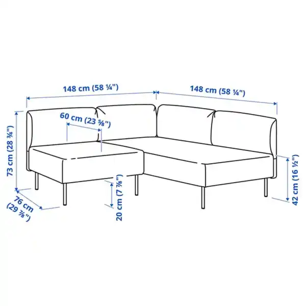 Bild 4 von LILLEHEM Modulecksofa 2-sitzig, Gunnared dunkelgrau/Metall