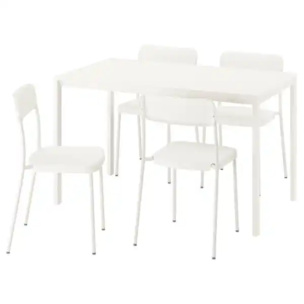 Bild 1 von VIHALS / VIHALS Tisch und 4 Stühle, weiß weiß/weiß, 125x74 cm
