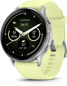 Venu 4 (45mm) Sportuhr mit Silikon-Armband (22mm) grau/silber/zitrone