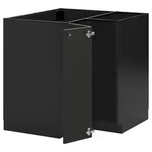 METOD Eckunterschrank mit Boden, schwarzgrau/Nickebo matt anthrazit, 88x88 cm