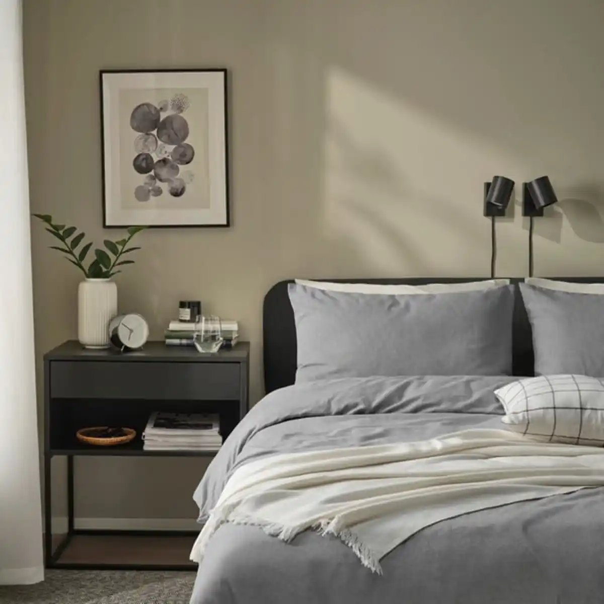 Bild 2 von GROVSNÄRJA Bettwäsche-Set, 2-teilig, grau meliert, 155x220/80x80 cm