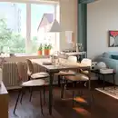 Bild 2 von SKÅLSTA Tisch, Nussbaumnachbildung/gerade schwarzgrau, 140x80 cm