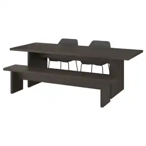 BERGSHYTTAN / TOSSBERG Tisch, 2 Stühle + Bank, Eschenfurnier dunkelbraun/Gunnared dunkelgrau schwarz, 240x93 cm