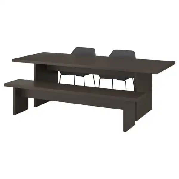 Bild 1 von BERGSHYTTAN / TOSSBERG Tisch, 2 Stühle + Bank, Eschenfurnier dunkelbraun/Gunnared dunkelgrau schwarz, 240x93 cm