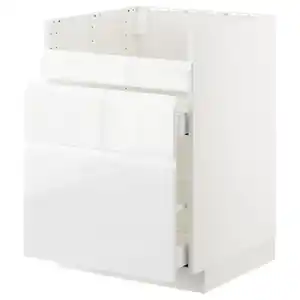 METOD Uschr. f HAVSEN Spüle/3 Fro/3 Schub, weiß Maximera/Voxtorp Hochglanz/weiß, 60x60 cm