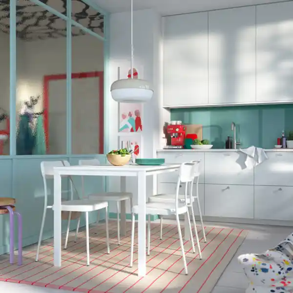 Bild 2 von VIHALS / VIHALS Tisch und 4 Stühle, weiß weiß/weiß, 125x74 cm