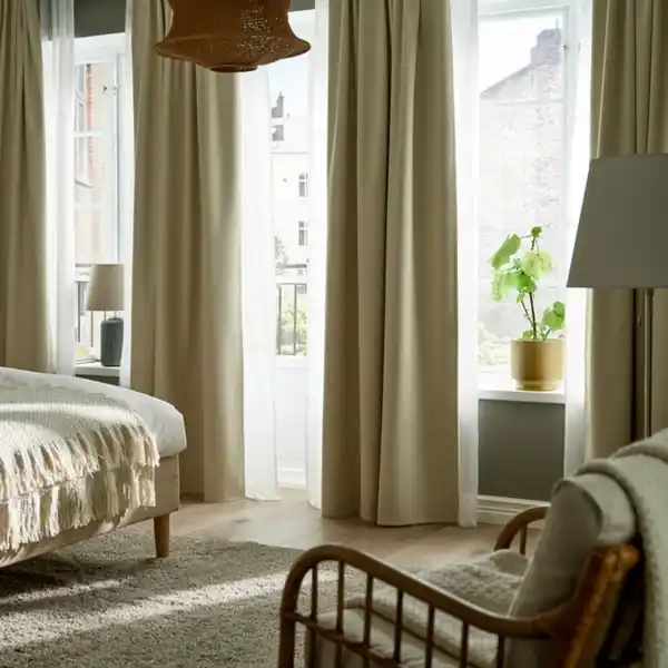 Bild 2 von KORGMOTT 2 Gardinenschals (verdunk.), beige/mit Gardinenband, 145x300 cm