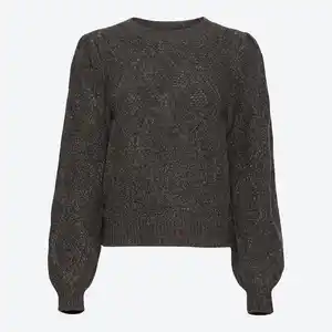 Damen-Ajour-Pullover mit Lurex-Effektgarn