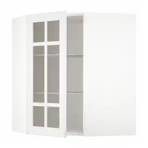 METOD Wandeckvitrine mit Böden, weiß/Stensund weiß, 68x80 cm