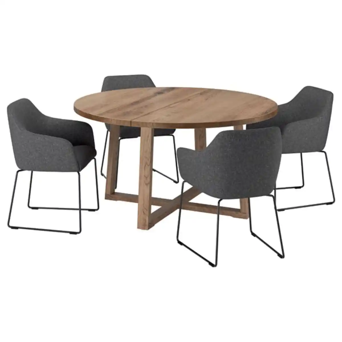 Bild 1 von MÖRBYLÅNGA / TOSSBERG Tisch und 4 Stühle, Eichenfurnier braun las./Gunnared dunkelgrau schwarz, 145 cm