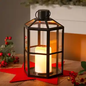 LED-Laterne mit LED-Kerze, ca. 18x16x28 cm