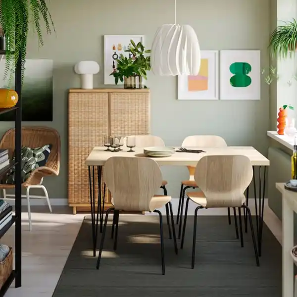 Bild 2 von SKÅLSTA Tisch, Eichenachbildung/Haarnadel schwarzgrau, 140x80 cm