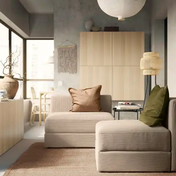 Bild 2 von JÄTTEBO 1,5er-Sitzelement mit Aufbewahrung, Samsala graubeige