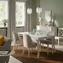 Bild 2 von ROSENTORP / ROSENTORP Tisch und 4 Stühle, weiß/Kilanda hellbeige weiß, 155/215x87 cm