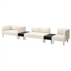 LILLEHEM 5er-Sitzelement mit Ablage, Vissle/beige Holz