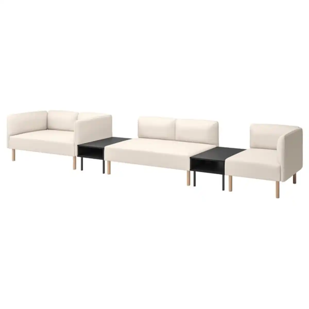 Bild 1 von LILLEHEM 5er-Sitzelement mit Ablage, Vissle/beige Holz