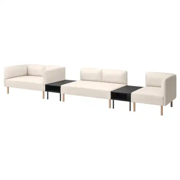 Bild 1 von LILLEHEM 5er-Sitzelement mit Ablage, Vissle/beige Holz