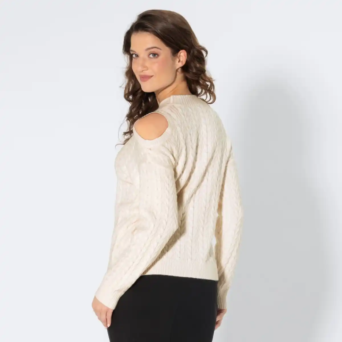 Bild 4 von Damen-Zopfstrickpullover mit Cut-Outs