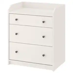 HAUGA Kommode mit 3 Schubladen, weiß, 70x46x84 cm