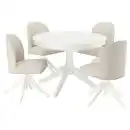 Bild 1 von ROSENTORP / ROSENTORP Tisch und 4 Stühle, weiß/weiß Kilanda hellbeige, 110/155 cm