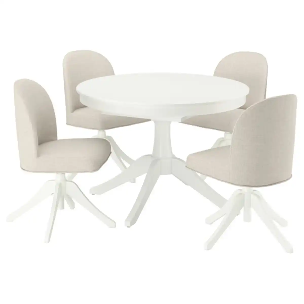 Bild 1 von ROSENTORP / ROSENTORP Tisch und 4 Stühle, weiß/weiß Kilanda hellbeige, 110/155 cm