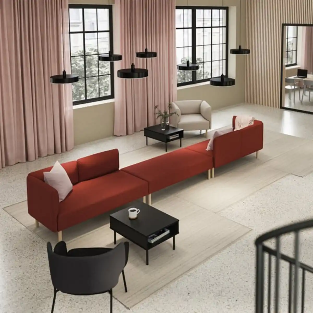 Bild 2 von LILLEHEM 6er-Sitzelement, Gunnared/braunrot Holz